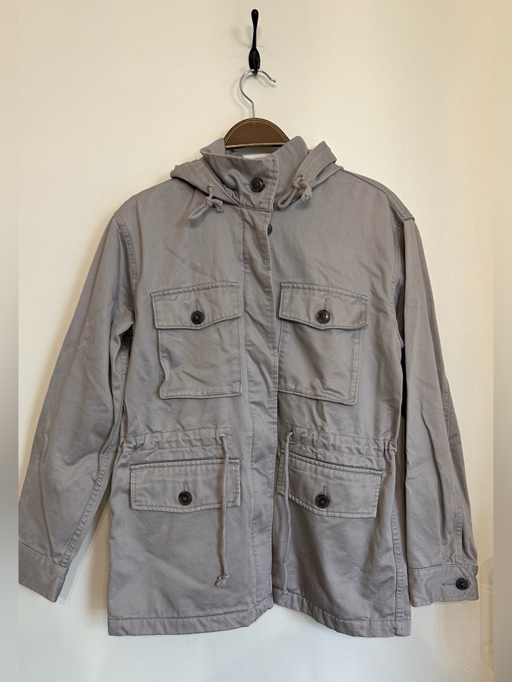 SUNDAY BEST ARITZIA 100% COTTON GREY HOODED UTILITY JACKET